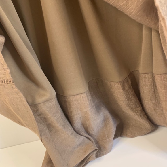 Mocha mousse gauze Sleeveless Embroidered lace yoke handkerchief hem boho dress - Picture 7 of 14